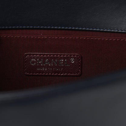 Chanel Calfskin Woven Medium Boy Flap Blue Burgundy 6 of 11