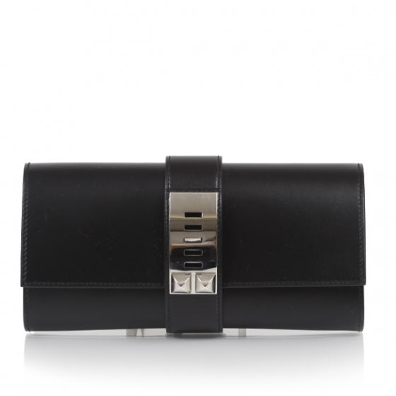 Box Leather Medor Clutch Black