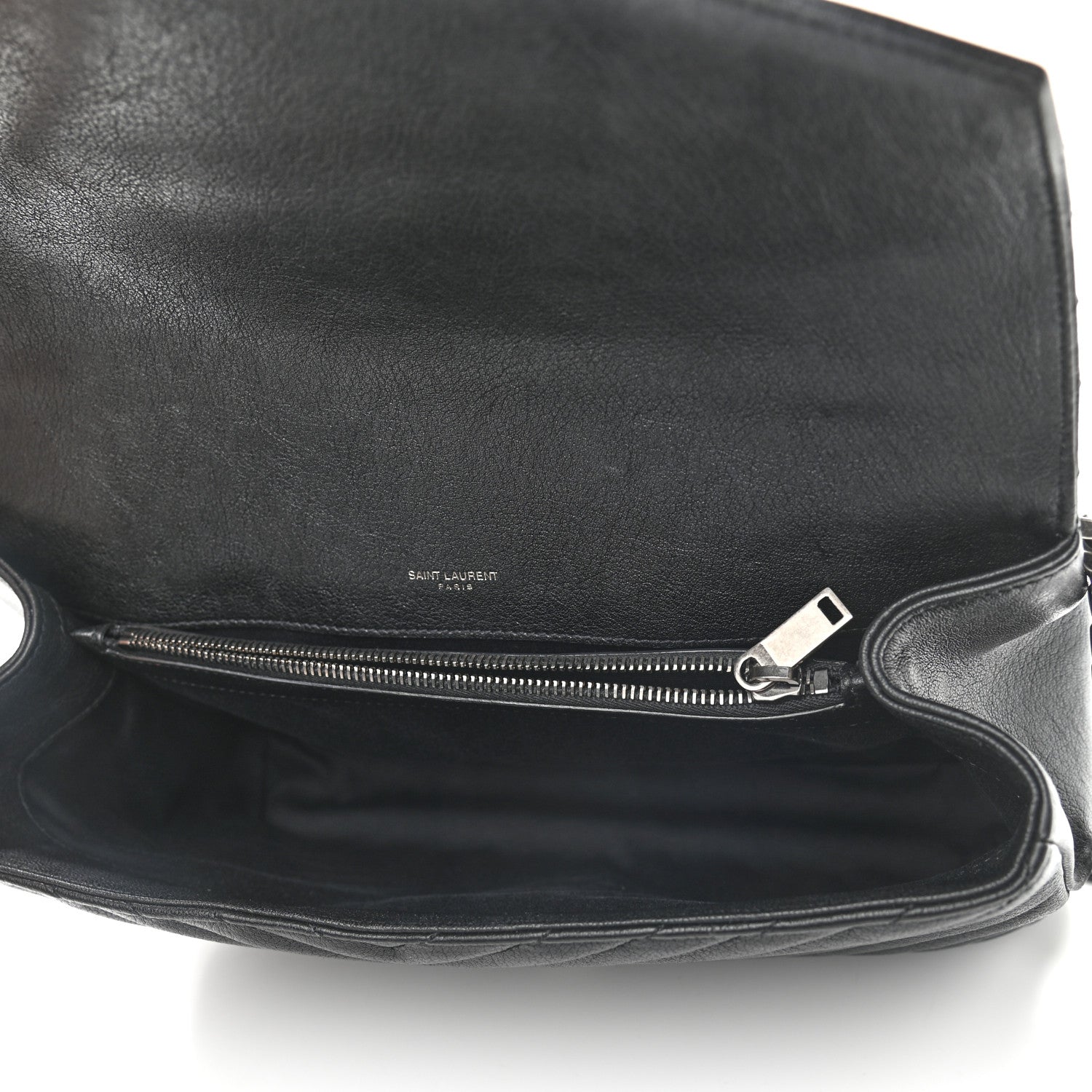 Saint Laurent Sheepskin Matelasse Chevron Monogram Large College Satchel Black 5 of 8