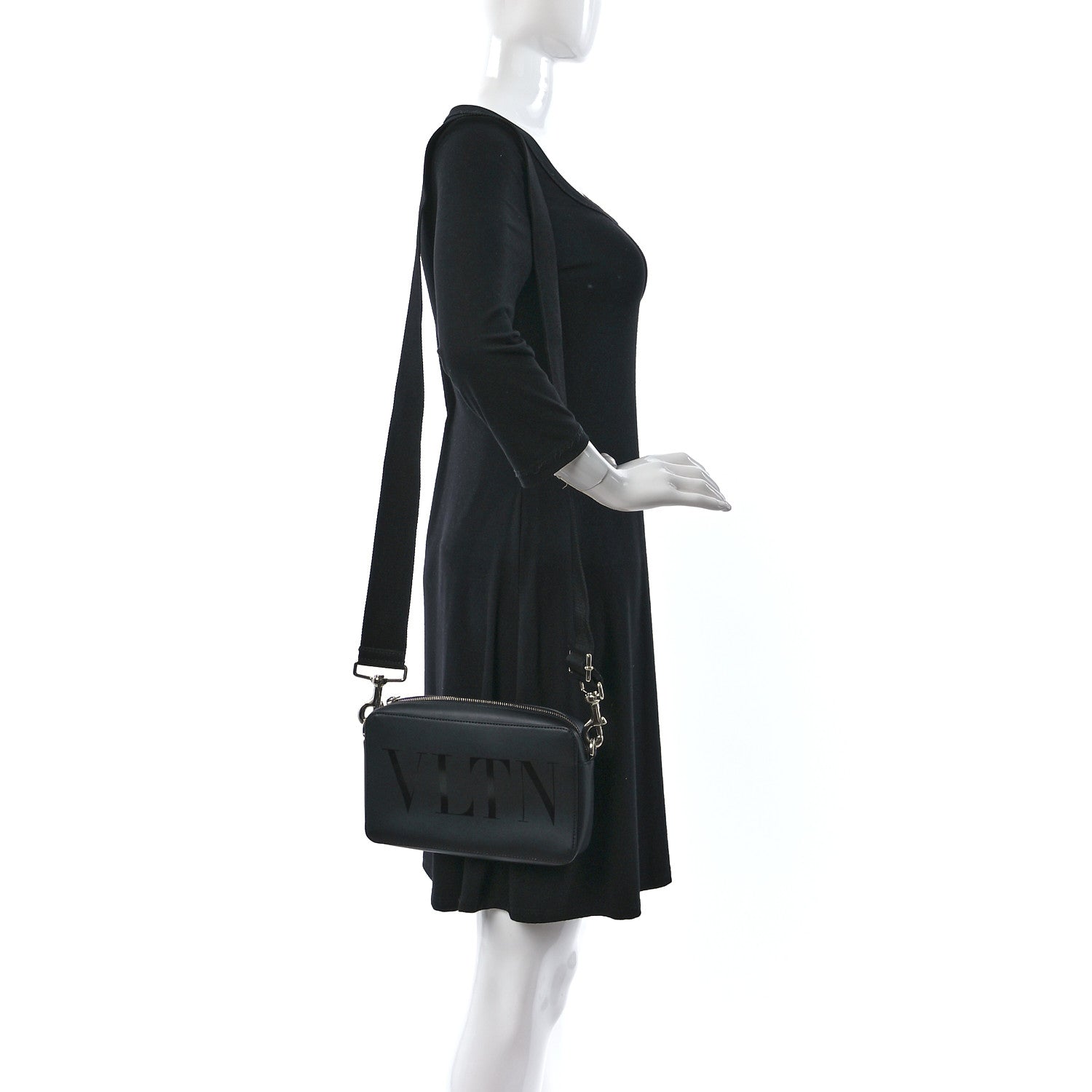 Valentino Garavani Calfskin VLTN Print Crossbody Bag Black 2 of 8