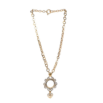 Chanel Loupe Magnifying Glass CC Heart Drop Necklace Gold 3 of 5