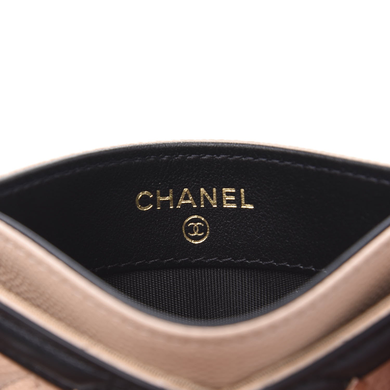 Chanel Caviar Quilted Filigree Card Holder Beige Black 6 of 9