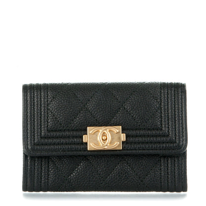 Chanel Caviar Quilted Boy Flap Card Holder Black 1 of 8