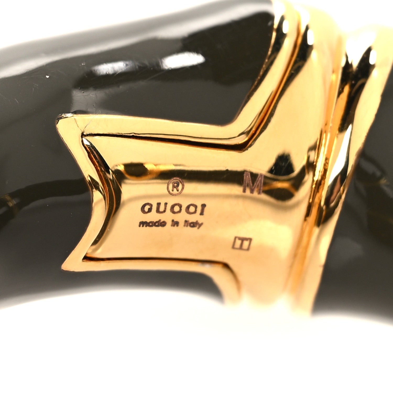 Gucci Brass Enamel Bamboo Cuff Bracelet Gold Grey 4 of 4
