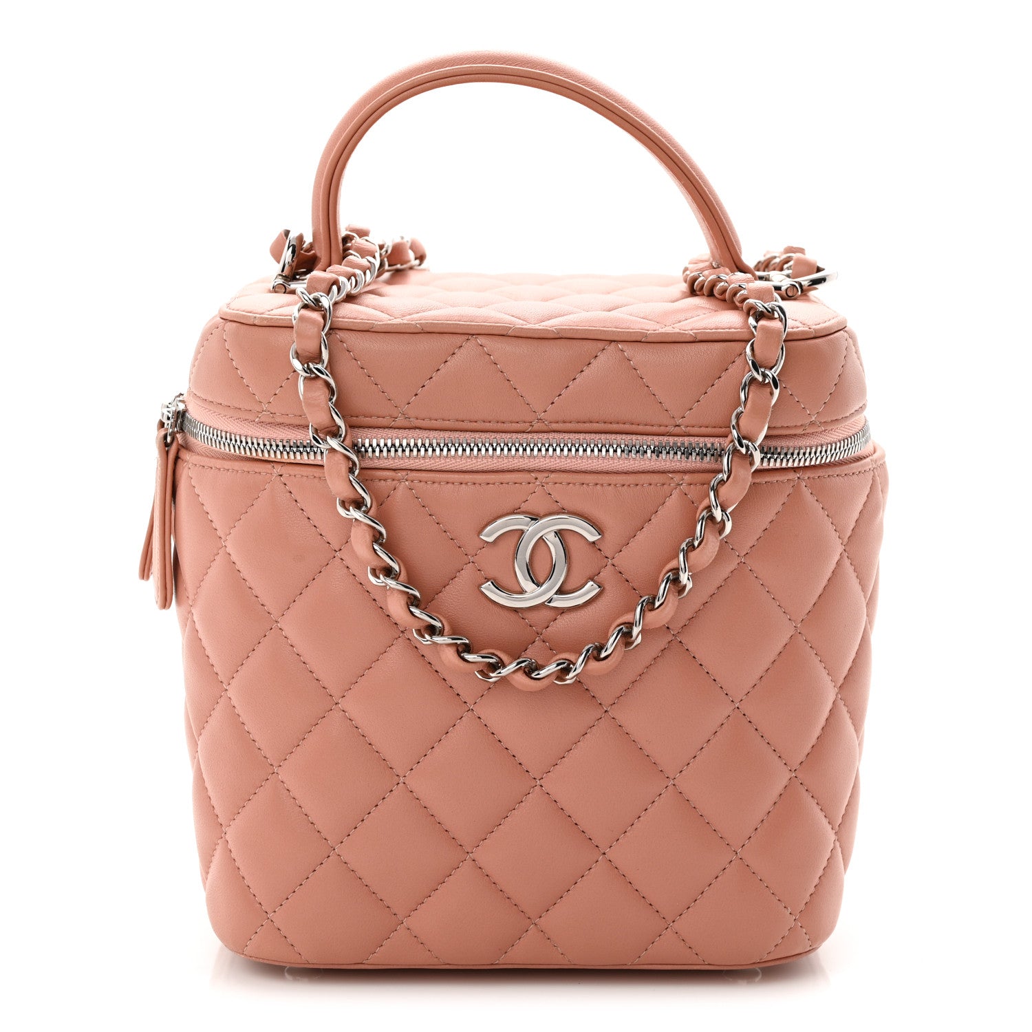 Chanel Lambskin Quilted Top Handle Vanity Case With Chain Light Pink 1 of 10