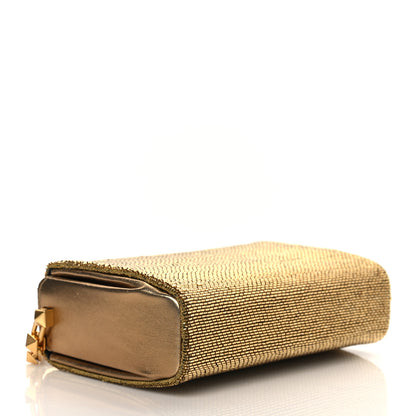 Valentino Garavani Metallic Calfskin Beaded Rockstud Evening Clutch Antique Bronze 4 of 9