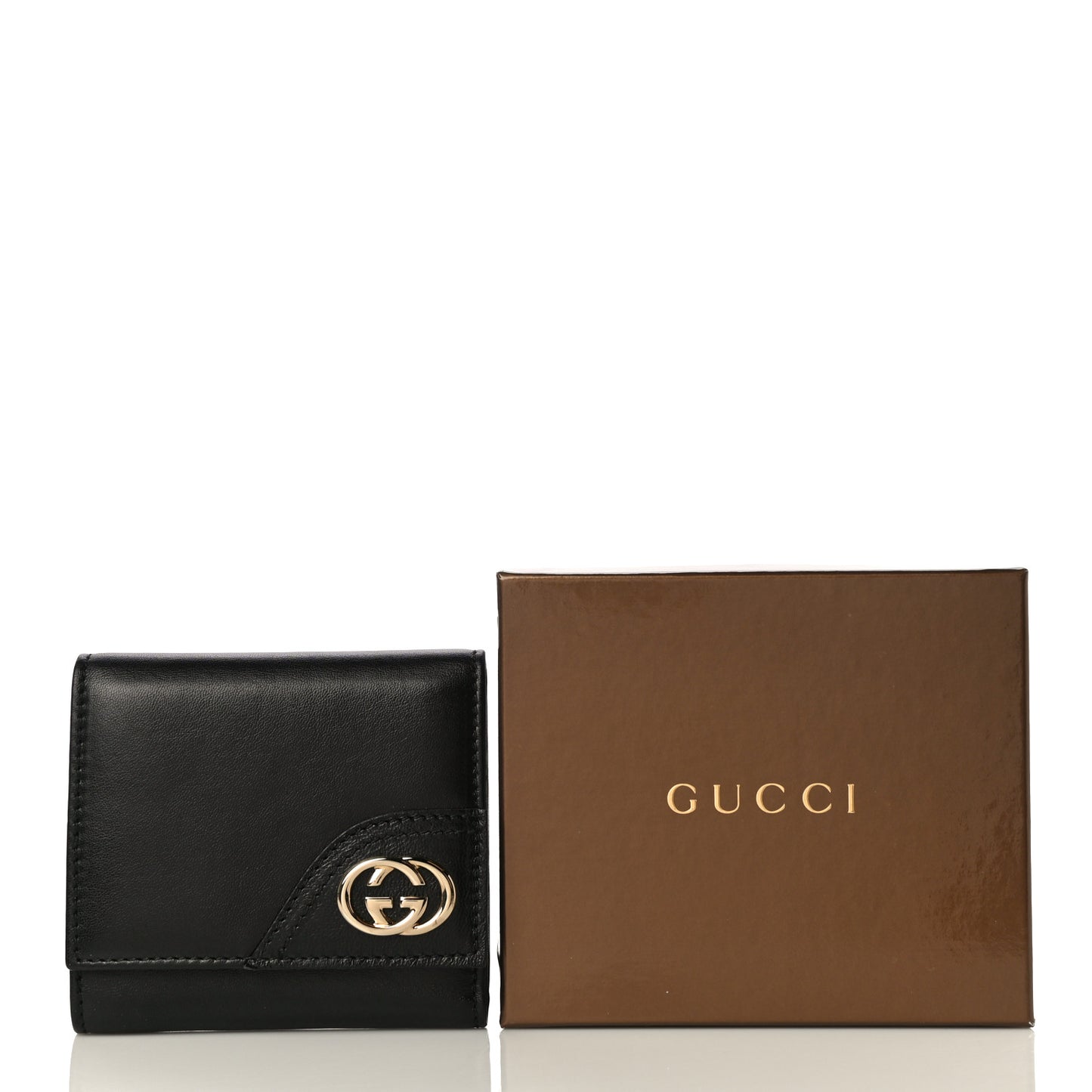 Calfskin New Britt Tri Fold Wallet Black