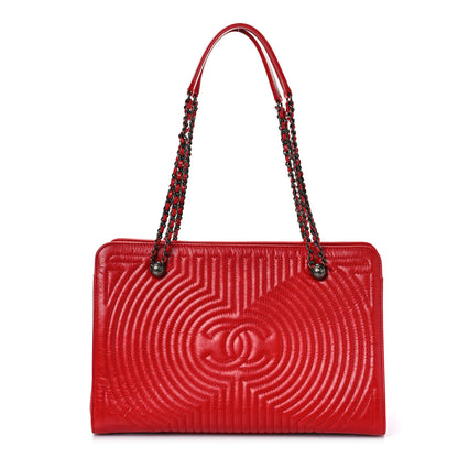 Chanel Glazed Calfskin Quilted Korean Garden Tote Red 1 of 13