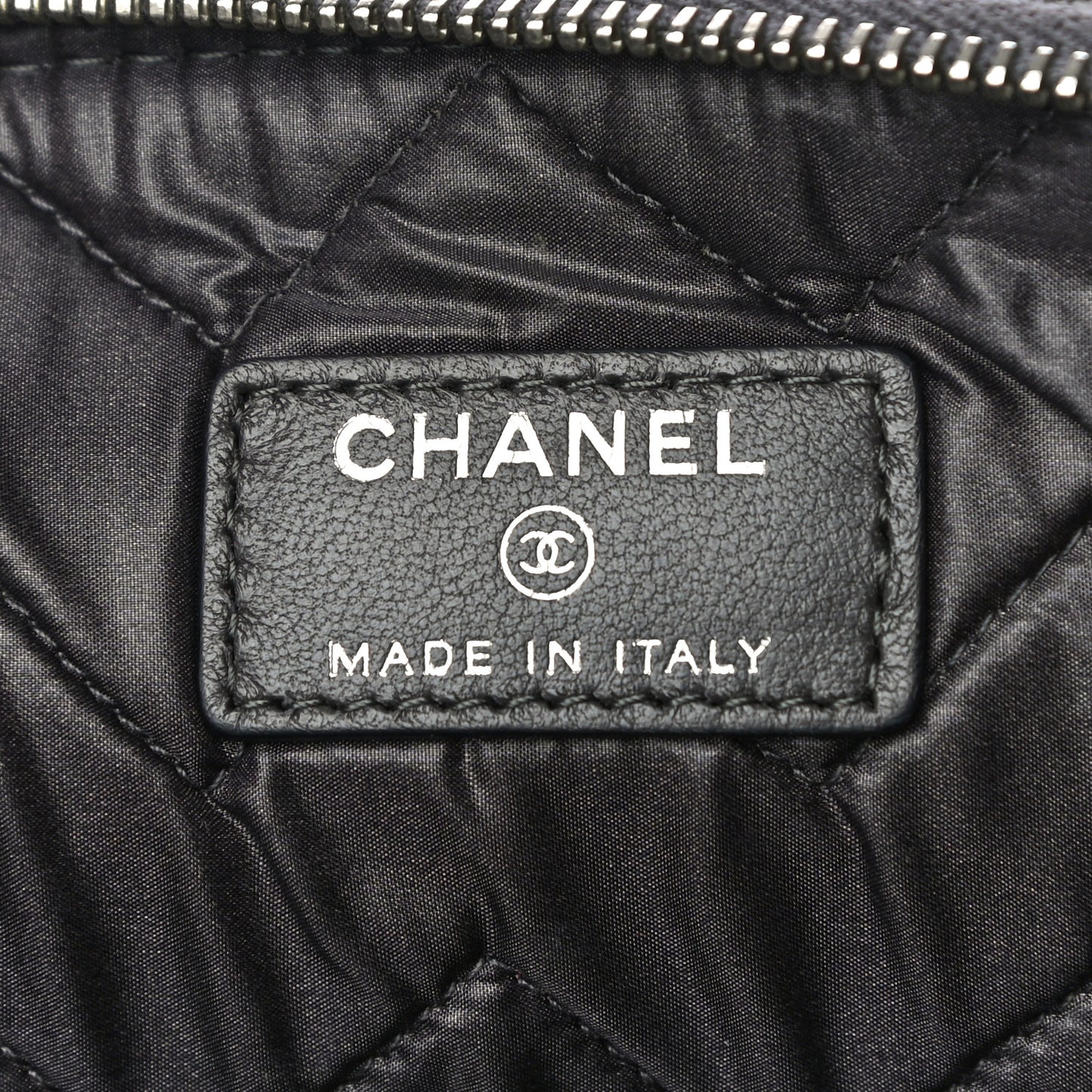 Distressed Patent Chevron Quilted Medium CC Crossing Cosmetic Case Black