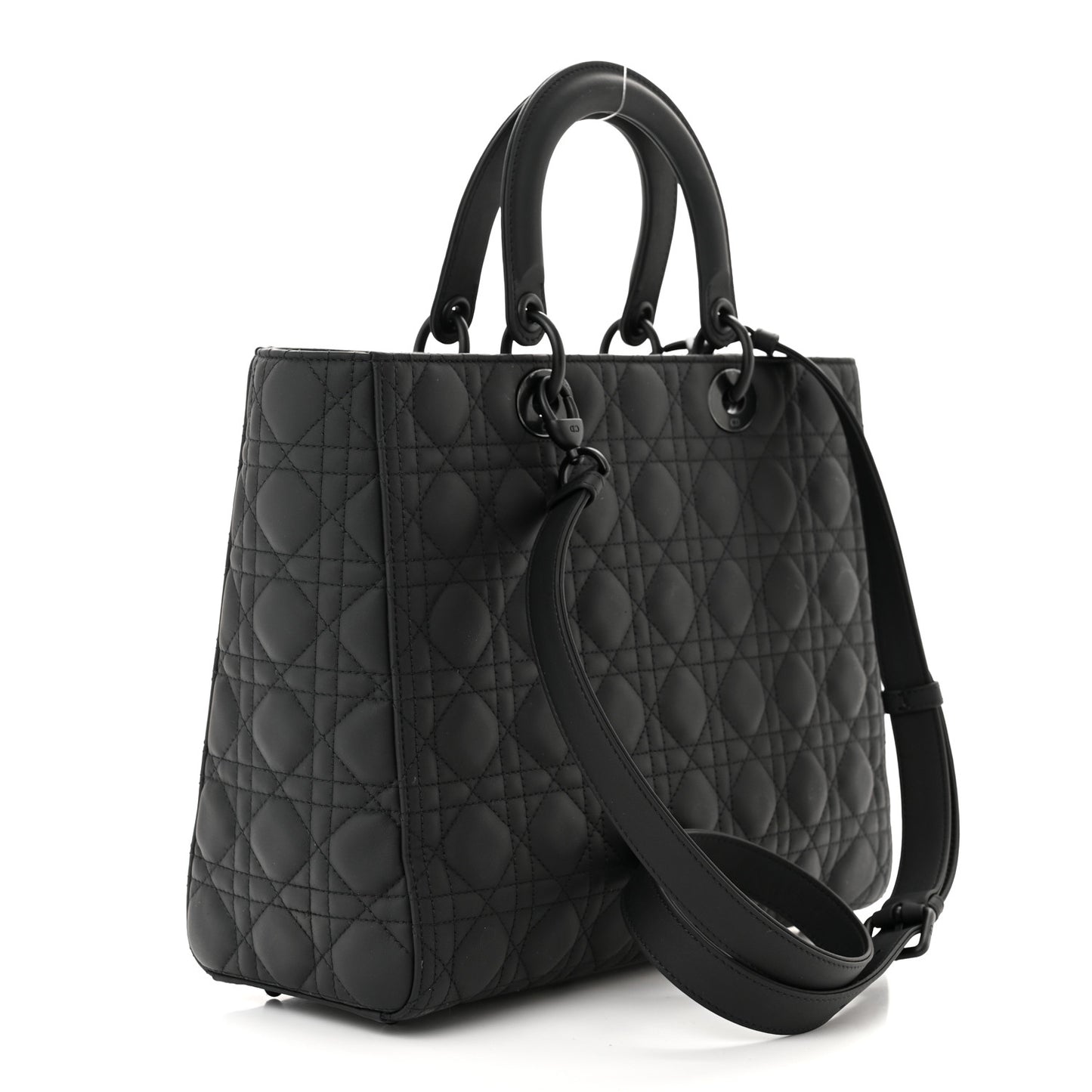 Ultra Matte Calfskin Cannage Large Lady Dior Black