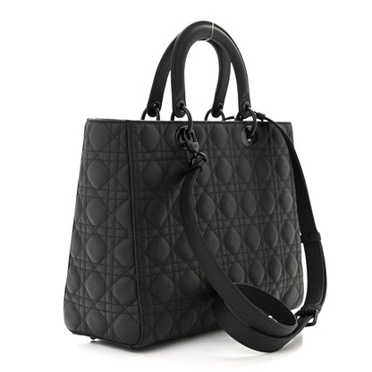 Christian Dior Ultra Matte Calfskin Cannage Large Lady Dior Black 3 of 12
