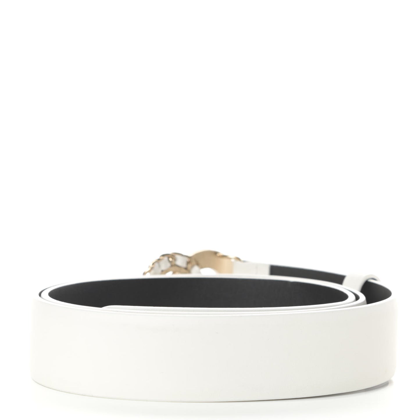 Calfskin Pearl CC Chain Belt 85 34 Ivory