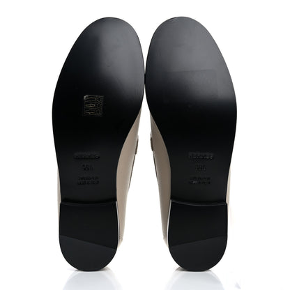 Hermes Epsom Womens Destin Loafer 38.5 Blanc Gomme 6 of 10