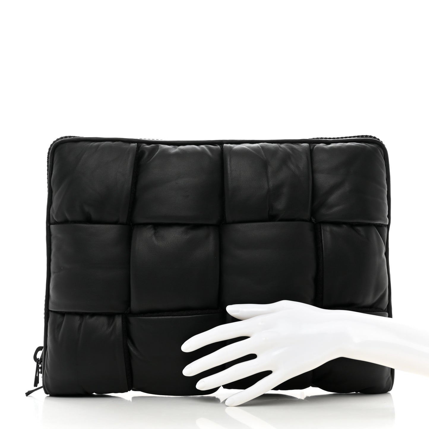 Calfskin Padded Maxi Intrecciato Document Case Black