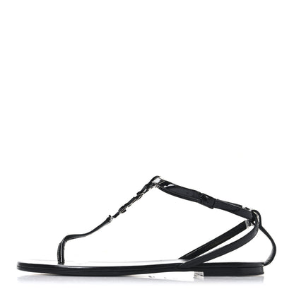 Saint Laurent Patent Calfskin Nu Pieds 05 Sandals 37 Black 1 of 9
