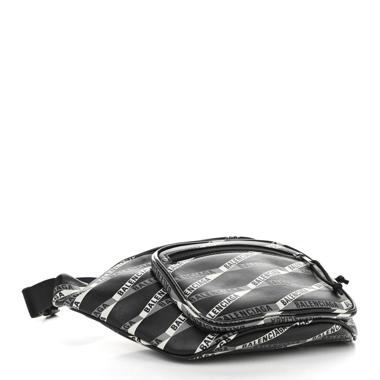 Balenciaga Smooth Calfskin Losange Monogram Explorer Belt Bag Black Grey 4 of 10
