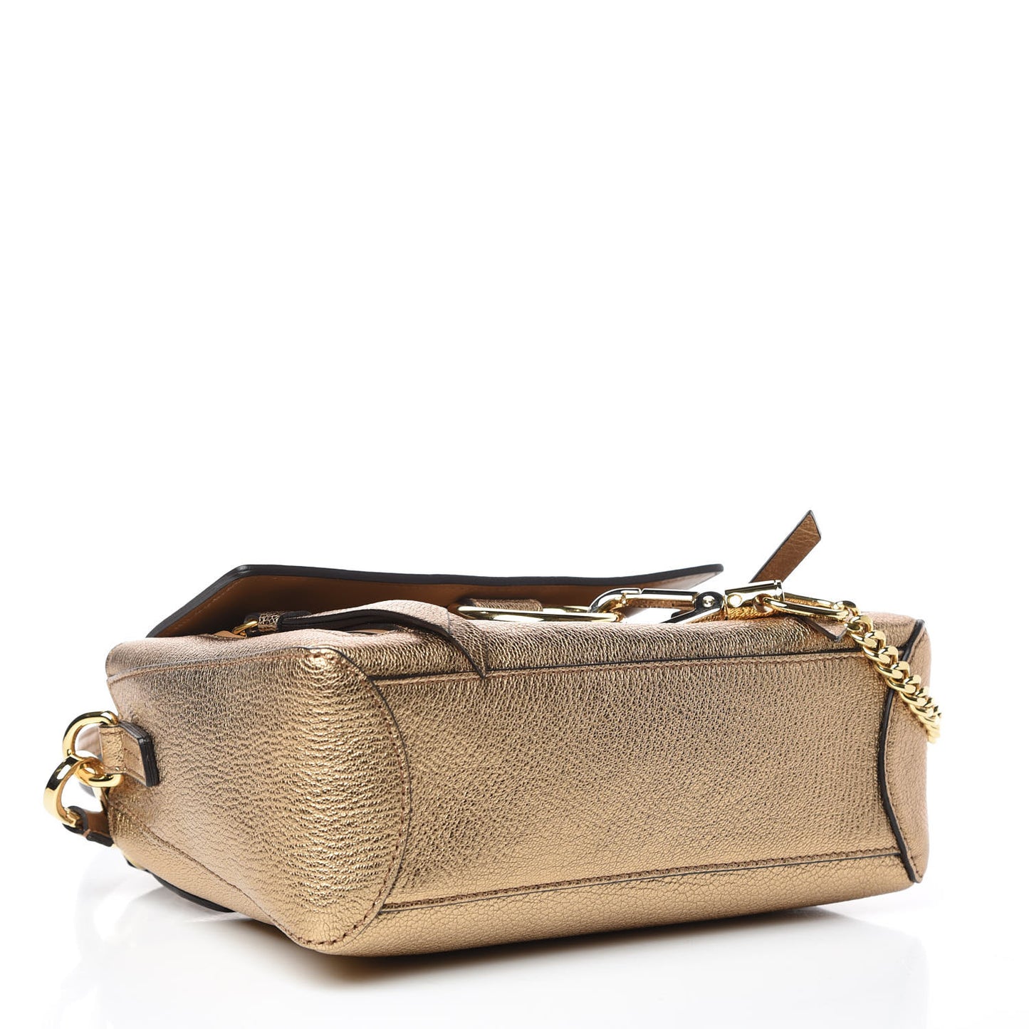 Metallic Calfskin Mini Faye Day Shoulder Bag Gold