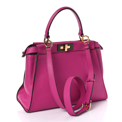 Fendi Vitello Seta Medium Peekaboo Iconic Satchel Magenta 3 of 8
