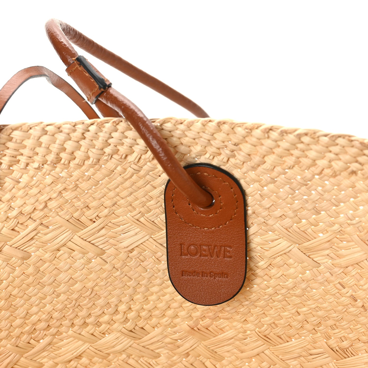 Loewe Calfskin Raffia Small Anagram Basket Tote Bag Natural Tan 6 of 9