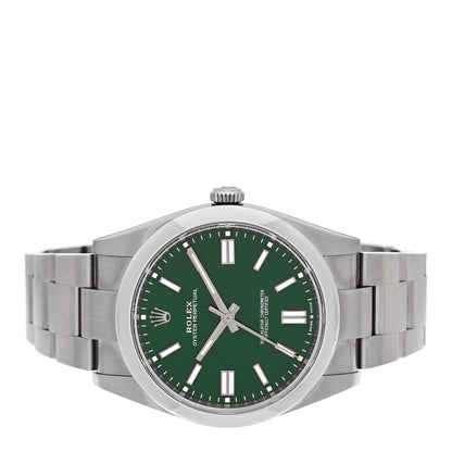 Rolex Stainless Steel 41mm Oyster Perpetual Watch Green 124300 2 of 5