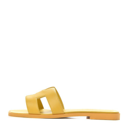 Hermes Calfskin Oran Sandals 35 Jaune Citron 1 of 9