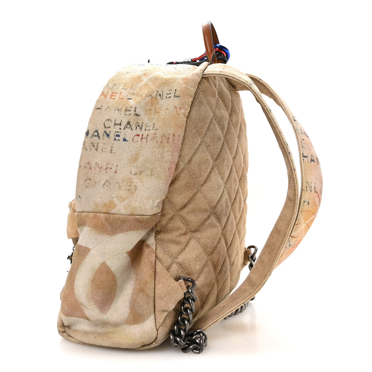 Chanel Graffiti Printed Canvas Medium Backpack Beige 2 of 9