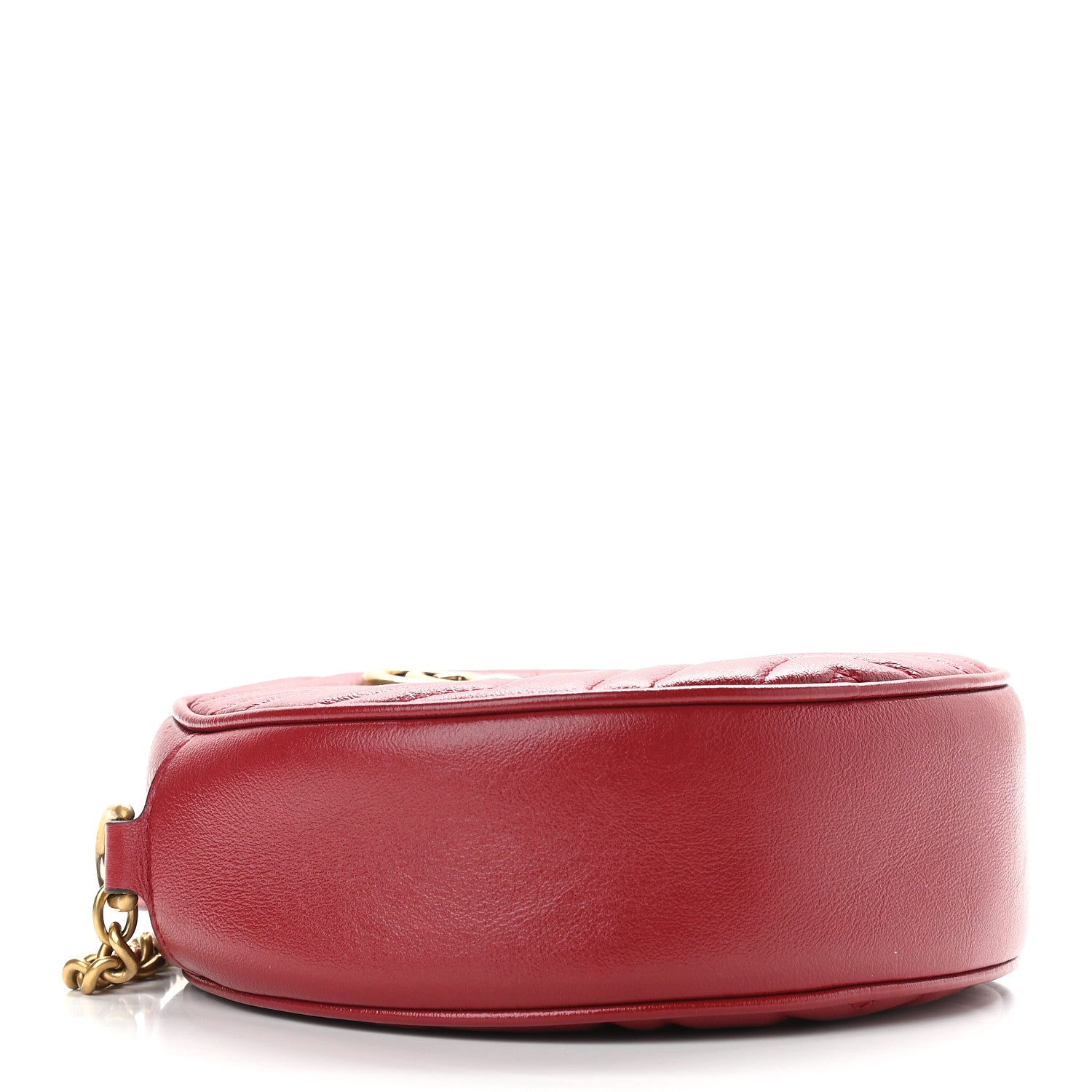 Gucci Glazed Calfskin Matelasse Heart Mini GG Marmont Round Shoulder Bag Romantic Cerise 4 of 11