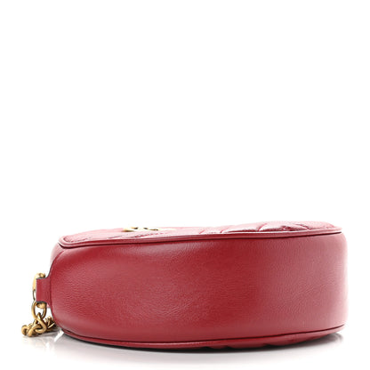 Gucci Glazed Calfskin Matelasse Heart Mini GG Marmont Round Shoulder Bag Romantic Cerise 4 of 11