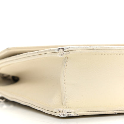 Saint Laurent Grain De Poudre Matelasse Chevron Monogram Envelope Chain Wallet Porcellana 9 of 15