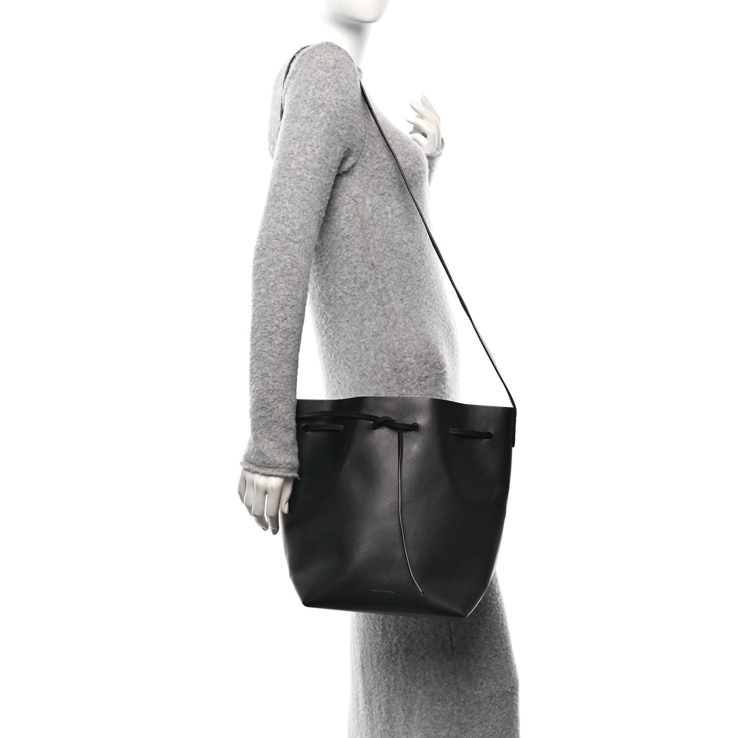Mansur Gavriel Vegetable Tanned Calfskin Bucket Bag Black Flamma 2 of 12