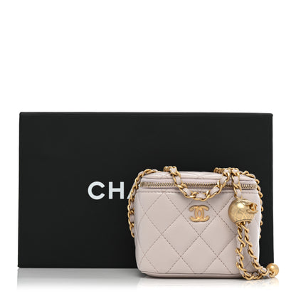 Chanel Lambskin Quilted Pearl Crush Mini Vanity Case With Chain Light Purple 10 of 10