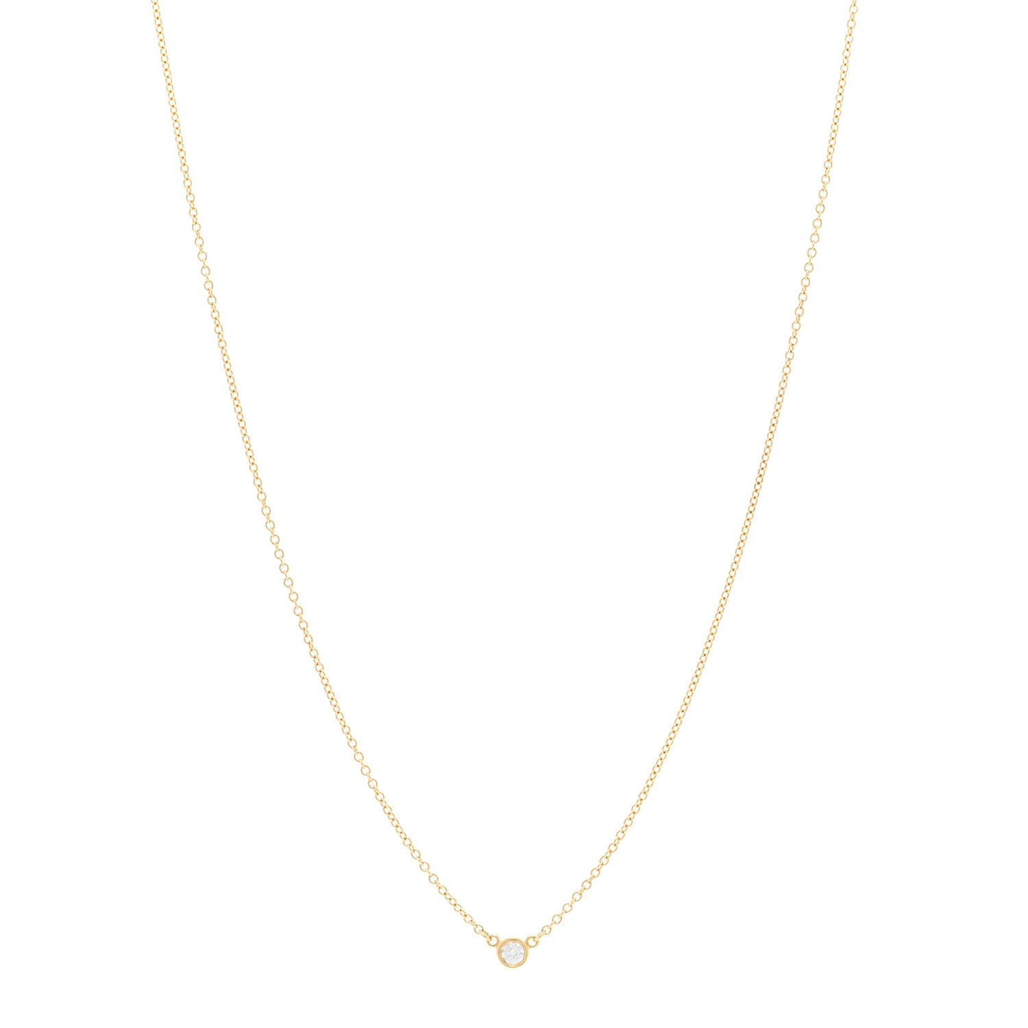 Tiffany 18K Yellow Gold Diamond .05ct Elsa Peretti Diamonds by the Yard Pendant Necklace 1 of 4