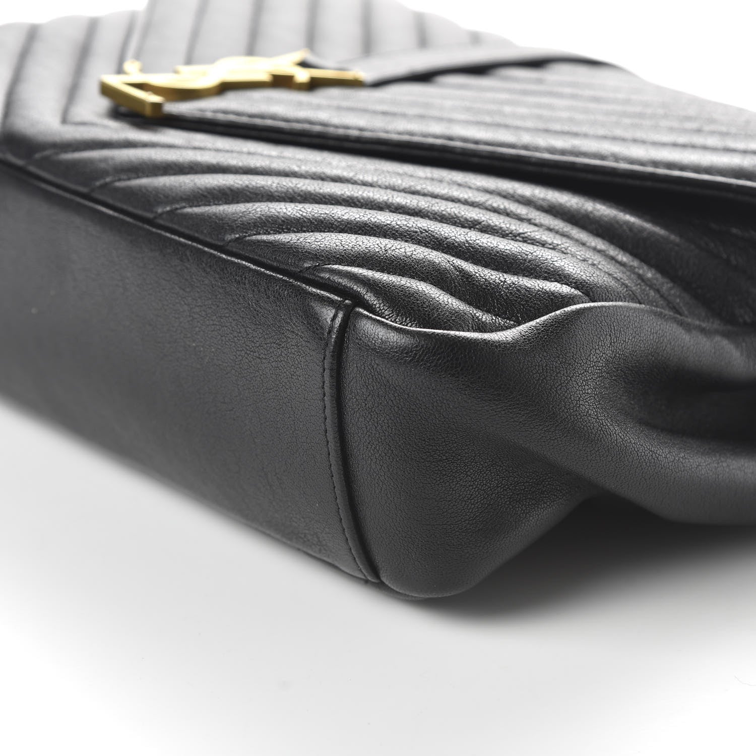 Saint Laurent Sheepskin Matelasse Chevron Monogram Large College Satchel Black 8 of 10