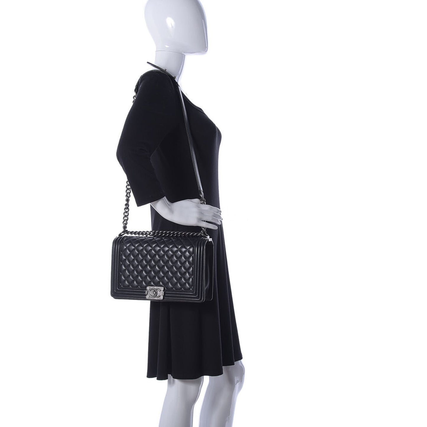 Calfskin Quilted New Medium Boy Flap Black
