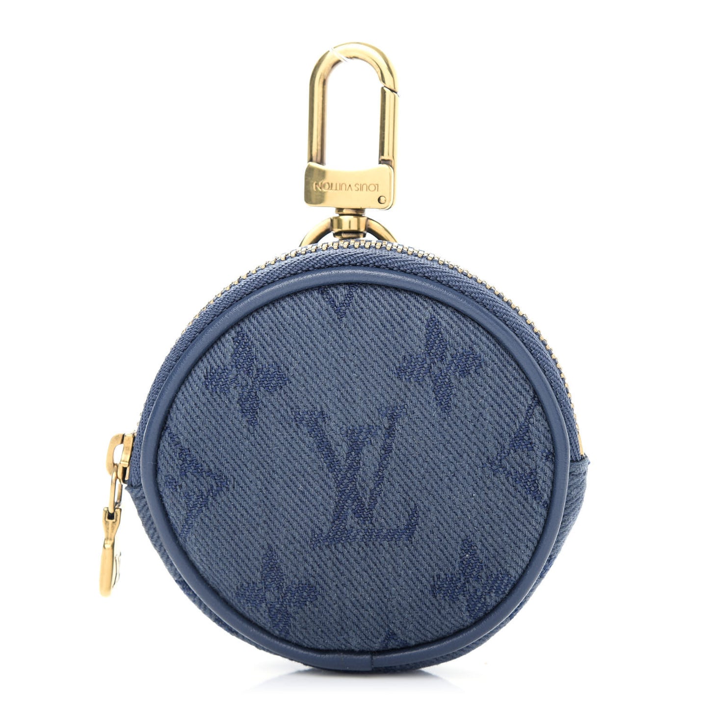 Monogram Denim Round Coin Purse Navy