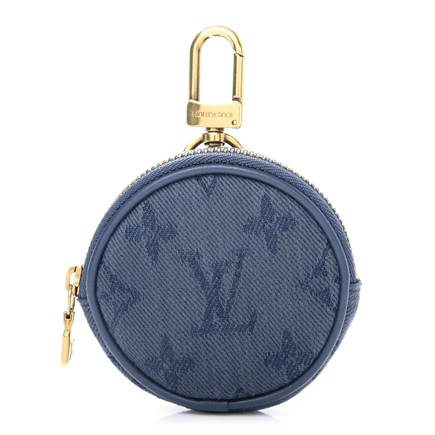 Louis Vuitton Monogram Denim Round Coin Purse Navy 1 of 4
