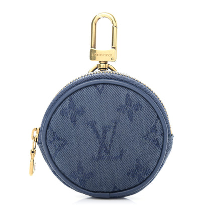 Louis Vuitton Monogram Denim Round Coin Purse Navy 1 of 4