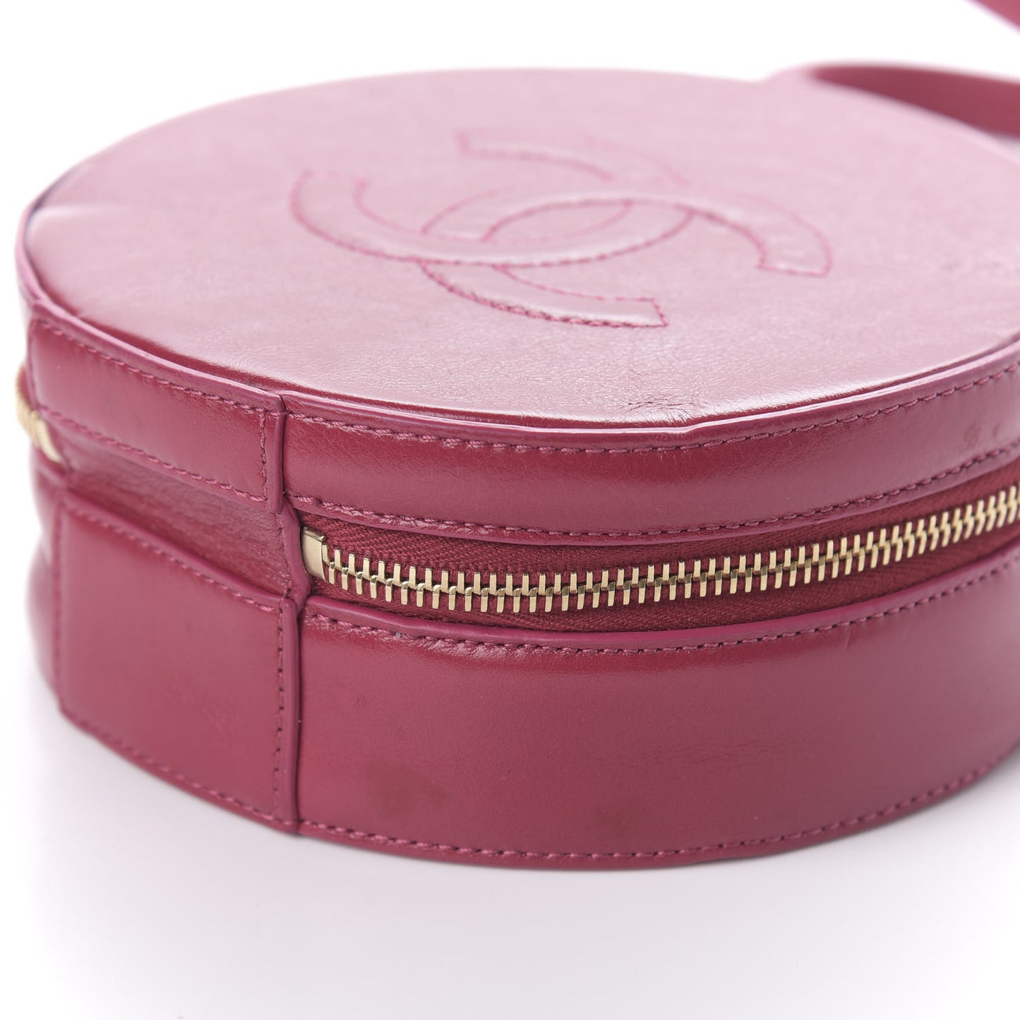 Glazed Calfskin Round As Earth Evening Bag Rouge