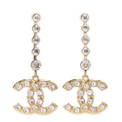Chanel CC Crystal Drop Earrings Gold 1 of 5