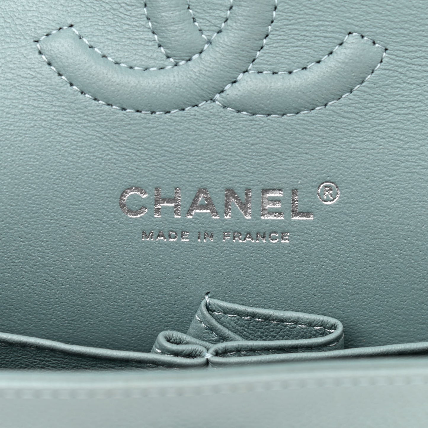 Caviar Quilted Small Double Flap Light Blue