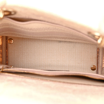 Christian Dior Canvas Toile De Jouy Reverse Embroidered Medium Lady D-Lite Rose 5 of 12