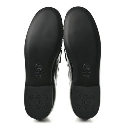 Chanel Crumpled Shiny Lambskin CC Mocassin Loafers 38.5 Black 6 of 10
