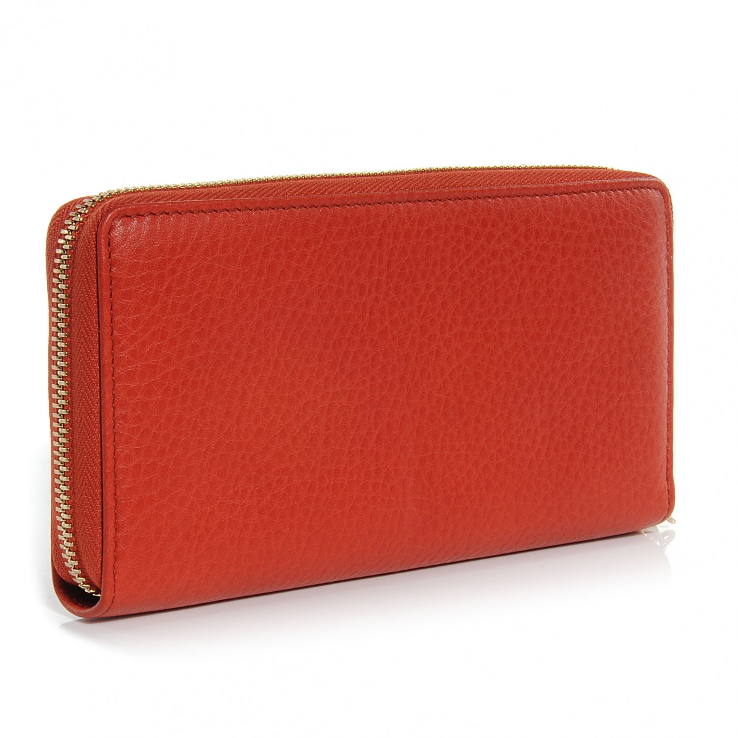 Gucci Pebbled Calfskin Soho Zip Around Wallet Sun Orange 3 of 7