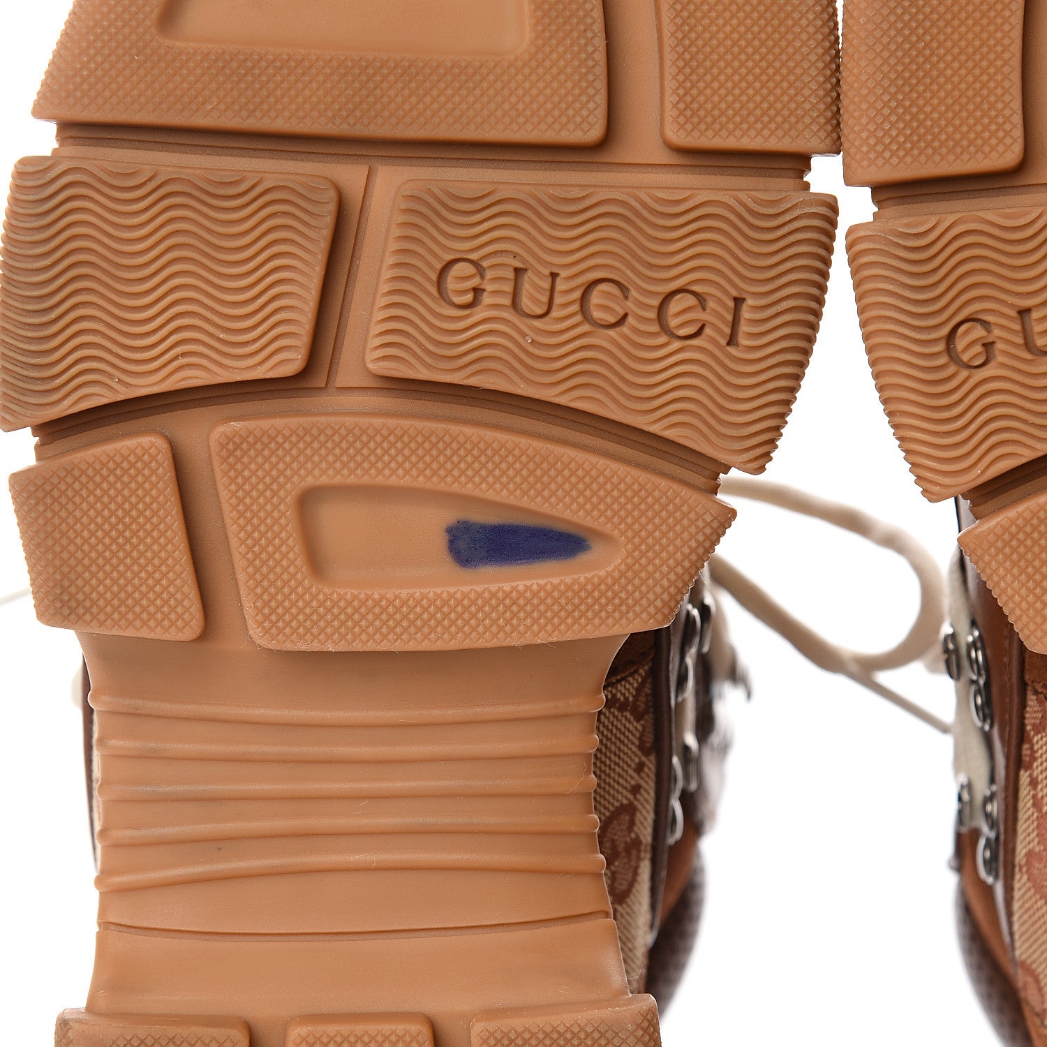Gucci X SEGA Suede Calfskin GG Monogram Womens Flashtrek High-Top Sneakers 39 New Cuir Beige Ruggine 6 of 9