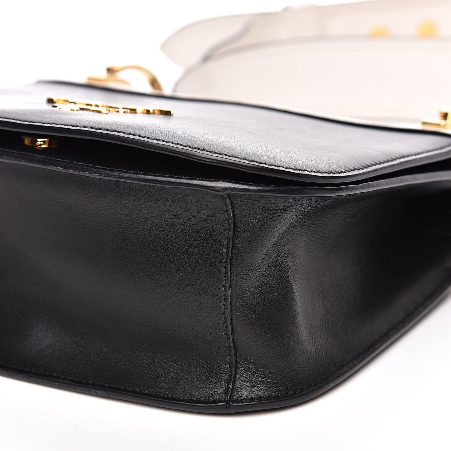 City Calfskin Pionniere Saddle Bag Black White