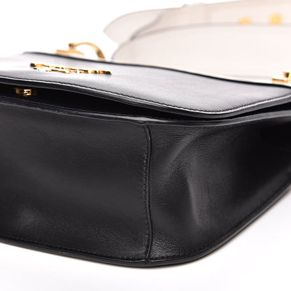Prada City Calfskin Pionniere Saddle Bag Black White 8 of 15