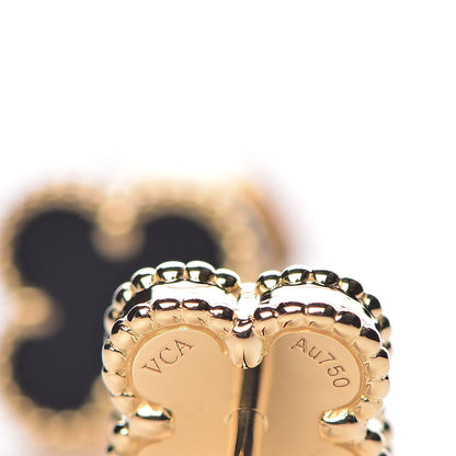 Van Cleef & Arpels 18K Yellow Gold Black Onyx Sweet Alhambra Earrings 5 of 7