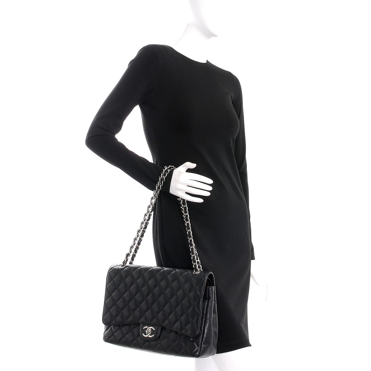 Caviar Quilted Maxi Double Flap Black