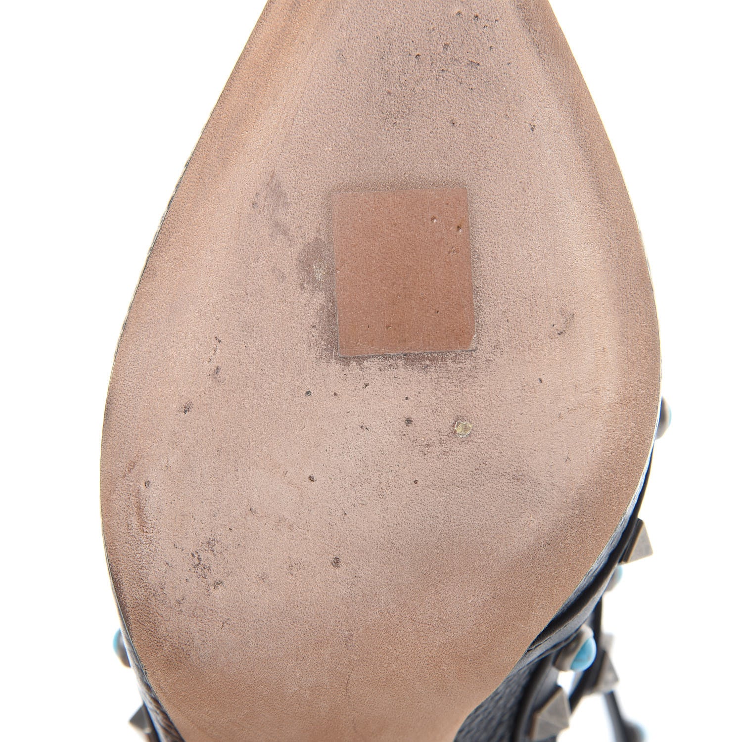Valentino Garavani Pebbled Calfskin Turquoise Rockstud Rolling Ankle Strap 100mm Pumps 39.5 Black 10 of 15