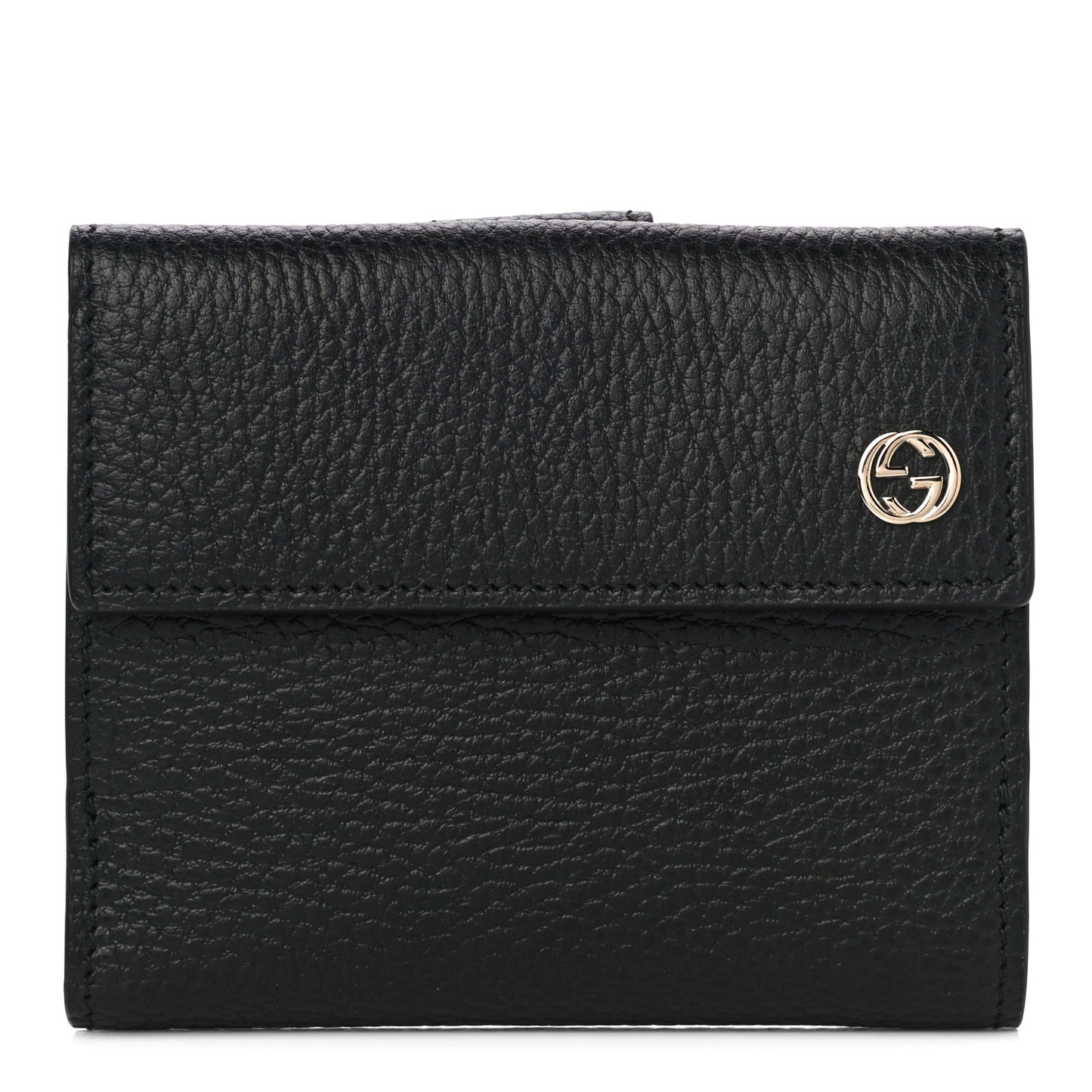 Dollar Calfskin Interlocking G French Wallet Black